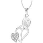 Buy Srikara Alloy Rhodium Plated CZ/AD Dual Heart with Rose Fashion Jewelry Pendant - SKP2597R - Purplle
