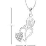 Buy Srikara Alloy Rhodium Plated CZ/AD Dual Heart with Rose Fashion Jewelry Pendant - SKP2597R - Purplle