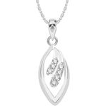 Buy Srikara Alloy Rhodium Plated CZ/AD Delight Leaf Fashion Jewellery Pendant Chain - SKP2638R - Purplle