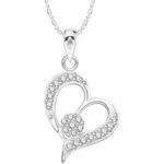 Buy Srikara Alloy Rhodium Plated CZ/AD Round in Heart Fashion Jewelry Pendant Chain - SKP2598R - Purplle