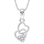 Buy Srikara Alloy Rhodium Plated CZ/AD Affection Heart Fashion Jewelry Pendant Chain - SKP1514R - Purplle