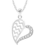 Buy Srikara Alloy Rhodium Plated CZ / AD Heart Fashion Jewellery Pendant with Chain - SKP2607R - Purplle