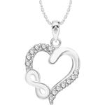 Buy Srikara Alloy Rhodium Plated CZ/AD Heart Knot Fashion Jewelry Pendant with Chain - SKP2599R - Purplle