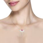 Buy Srikara Alloy Rhodium Plated CZ / AD Angel Fashion Jewellery Pendant with Chain - SKP2699R - Purplle