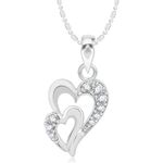 Buy Srikara Alloy Rhodium Plated CZ/AD Double Heart Fashion Jewellery Pendant Chain - SKP2128R - Purplle