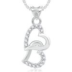Buy Srikara Alloy Rhodium Plated CZ/AD Attach Heart Fashion Jewellery Pendant Chain - SKP2004R - Purplle