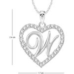 Buy Srikara Alloy Rhodium Plated CZ/AD Alphabet "W" in Heart Fashion Jewelry Pendant - SKP2313R - Purplle