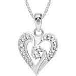 Buy Srikara Alloy Rhodium Plated CZ/AD Delight Heart Fashion Jewellery Pendant Chain - SKP2602R - Purplle