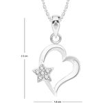 Buy Srikara Alloy Rhodium Plated CZ/AD Star Heart Fashion Jewelry Pendant with Chain - SKP2603R - Purplle