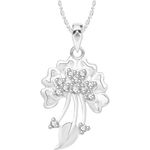 Buy Srikara Alloy Rhodium Plated CZ/AD Delight Leaf Fashion Jewellery Pendant Chain - SKP2627R - Purplle