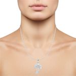 Buy Srikara Alloy Rhodium Plated CZ/AD Delight Leaf Fashion Jewellery Pendant Chain - SKP2627R - Purplle