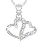 Buy Srikara Alloy Rhodium Plated CZ Couple Heart Valentine Fashion Jewellery Pendant - SKP1870R - Purplle