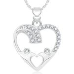 Buy Srikara Alloy Rhodium Plated CZ/AD Open Heart Fashion Jewelry Pendant with Chain - SKP2015R - Purplle