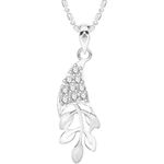 Buy Srikara Alloy Rhodium Plated CZ / AD Leafy Fashion Jewellery Pendant with Chain - SKP2615R - Purplle