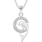 Buy Srikara Alloy Rhodium Plated CZ / AD Dolphin Fashion Jewelry Pendant with Chain - SKP2628R - Purplle