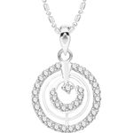 Buy Srikara Alloy Rhodium Plated CZ / AD Circuler Fashion Jewelry Pendant with Chain - SKP2637R - Purplle