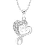 Buy Srikara Alloy Rhodium Plated CZ / AD Heart Fashion Jewellery Pendant with Chain - SKP2740R - Purplle