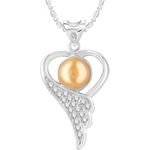 Buy Srikara Alloy Rhodium Plated CZ/AD Pearl Studded Fashion Jewellery Pendant Chain - SKP2734R - Purplle