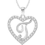 Buy Srikara Alloy Rhodium Plated CZ/AD Alphabet "T" in Heart Fashion Jewelry Pendant - SKP2310R - Purplle