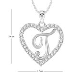 Buy Srikara Alloy Rhodium Plated CZ/AD Alphabet "T" in Heart Fashion Jewelry Pendant - SKP2310R - Purplle