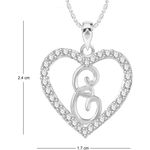Buy Srikara Alloy Rhodium Plated CZ/AD Alphabet "E" in Heart Fashion Jewelry Pendant - SKP2295R - Purplle