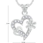 Buy Srikara Alloy Rhodium Plated CZ / AD Heart With Flower Fashion Jewellery Pendant - SKP2335R - Purplle