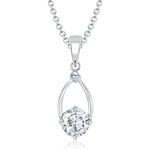 Buy Srikara Alloy Oval Shaped Rhodium Plated Solitaire Fashion Jewelry Pendant Chain - SKP1087R - Purplle