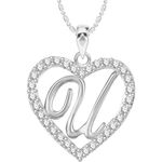 Buy Srikara Alloy Rhodium Plated CZ/AD Alphabet "U" in Heart Fashion Jewelry Pendant - SKP2311R - Purplle