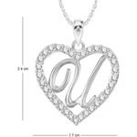 Buy Srikara Alloy Rhodium Plated CZ/AD Alphabet "U" in Heart Fashion Jewelry Pendant - SKP2311R - Purplle