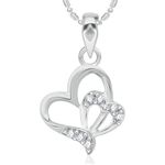Buy Srikara Alloy Rhodium Plated CZ/AD Heart Heart Fashion Jewelry Pendant Chain - SKP2238R - Purplle