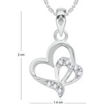 Buy Srikara Alloy Rhodium Plated CZ/AD Heart Heart Fashion Jewelry Pendant Chain - SKP2238R - Purplle