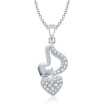 Buy Srikara Alloy Rhodium Plated CZ / AD Fashion Jewellery Pendant with Chain - SKP1043R - Purplle