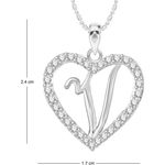 Buy Srikara Alloy Rhodium Plated CZ/AD Alphabet "V" in Heart Fashion Jewelry Pendant - SKP2312R - Purplle