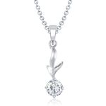 Buy Srikara Majestic Rhodium Plated Solitaire Fashion Jewelry Pendant with Chain - SKP1086R - Purplle