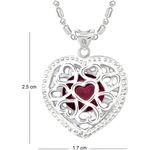 Buy Srikara Alloy Rhodium Plated CZ/AD Ruby In Heart Fashion Jewellery Pendant Chain - SKP2264R - Purplle