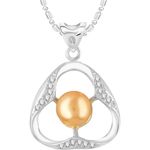 Buy Srikara Alloy Rhodium Plated CZ Pearl Studded Triangle Fashion Jewellery Pendant - SKP2732R - Purplle