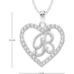 Buy Srikara Alloy Rhodium Plated CZ/AD Alphabet "B" in Heart Fashion Jewelry Pendant - SKP2292R - Purplle