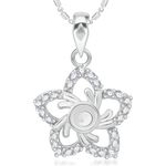 Buy Srikara Alloy Rhodium Plated CZ / AD Flower Fashion Jewellery Pendant with Chain - SKP2333R - Purplle