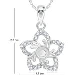 Buy Srikara Alloy Rhodium Plated CZ / AD Flower Fashion Jewellery Pendant with Chain - SKP2333R - Purplle