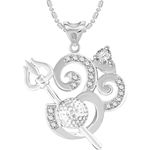 Buy Srikara Alloy Rhodium Plated CZ/AD Trishul Om Fashion Jewelry Pendant with Chain - SKP2769R - Purplle