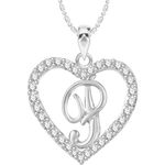 Buy Srikara Alloy Rhodium Plated CZ/AD Alphabet "P" in Heart Fashion Jewelry Pendant - SKP2306R - Purplle
