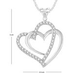 Buy Srikara Alloy Rhodium Plated CZ/AD Double Heart Fashion Jewellery Pendant Chain - SKP2321R - Purplle