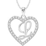 Buy Srikara Alloy Rhodium Plated CZ/AD Alphabet "L" in Heart Fashion Jewelry Pendant - SKP2302R - Purplle