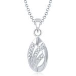 Buy Srikara Alloy Rhodium Plated CZ/AD Petal Shaped Rhodium Plated Fashion Jewelry Pendant - SKP1070R - Purplle