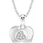 Buy Srikara Alloy Rhodium Plated CZ/AD Double Heart Fashion Jewellery Pendant Chain - SKP2757R - Purplle