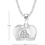 Buy Srikara Alloy Rhodium Plated CZ/AD Double Heart Fashion Jewellery Pendant Chain - SKP2757R - Purplle