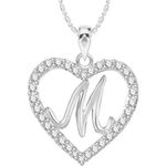 Buy Srikara Alloy Rhodium Plated CZ/AD Alphabet "M" in Heart Fashion Jewelry Pendant - SKP2303R - Purplle