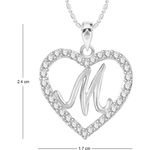 Buy Srikara Alloy Rhodium Plated CZ/AD Alphabet "M" in Heart Fashion Jewelry Pendant - SKP2303R - Purplle