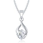 Buy Srikara Alloy Rhodium Plated CZ Delicate Drop Solitaire Fashion Jewelry Pendant - SKP1058R - Purplle