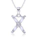 Buy Srikara Alloy Rhodium Plated CZ / AD Initial "X" Alphabet Pendant with Chain - SKP2825R - Purplle